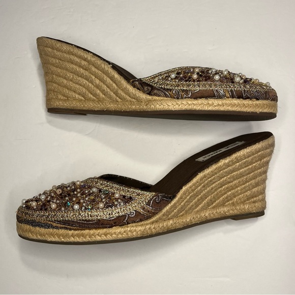Steve Madden Women’s Beautiful Bommbay Beaded Wedge Slip On Sandals Size 10B - Picture 4 of 7